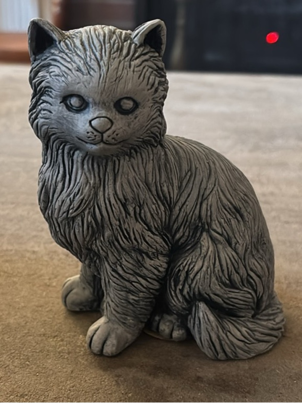 Gray Sculpted Cat Figurine
